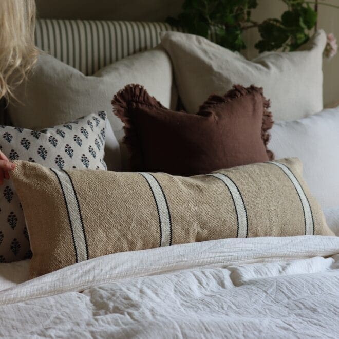 India Beige, Black & Cream Bolster Cushion