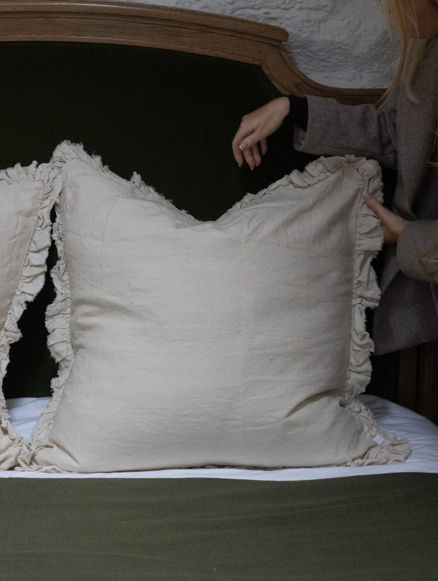 Hallie Cream Ruffle Cushion 65x65