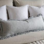 Darcy Blue Stripe Ruffle Cushion 80x30
