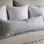 Darcy Blue Stripe Ruffle Cushion 80x30