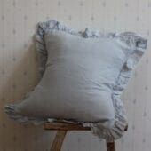 Hallie Dusty Blue Ruffle Cushion