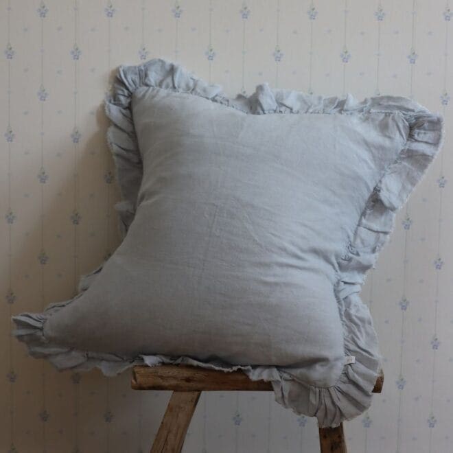 Hallie Dusty Blue Ruffle Cushion