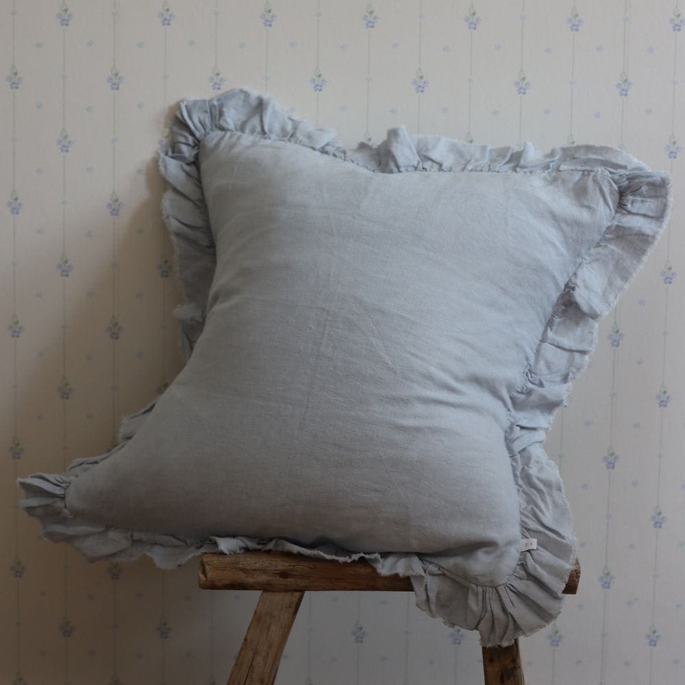 Hallie Dusty Blue Ruffle Cushion