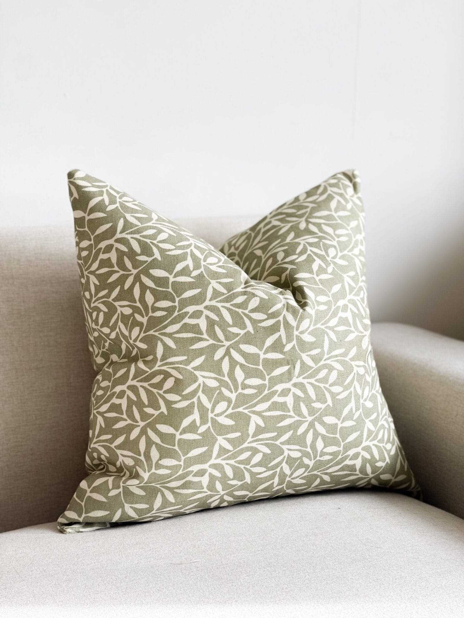 aria olive leaf cushion