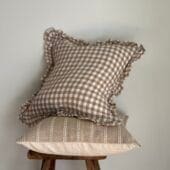 Hallie Light Brown Gingham Cushion