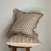 Hallie Light Brown Gingham Cushion