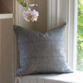 francesca light blue print cushion