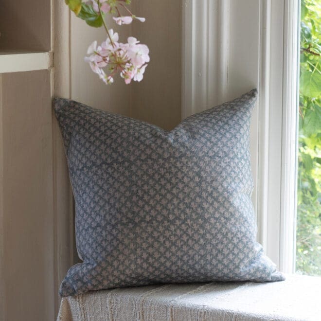 Francesca Light Blue Print Cushion