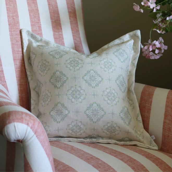 Orla Sage Print Flanged Edge Cushion