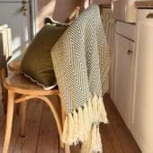 Olive And Cream Herringbone Throw