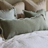 Chloe Sage Scalloped Edge Bolster Cushion