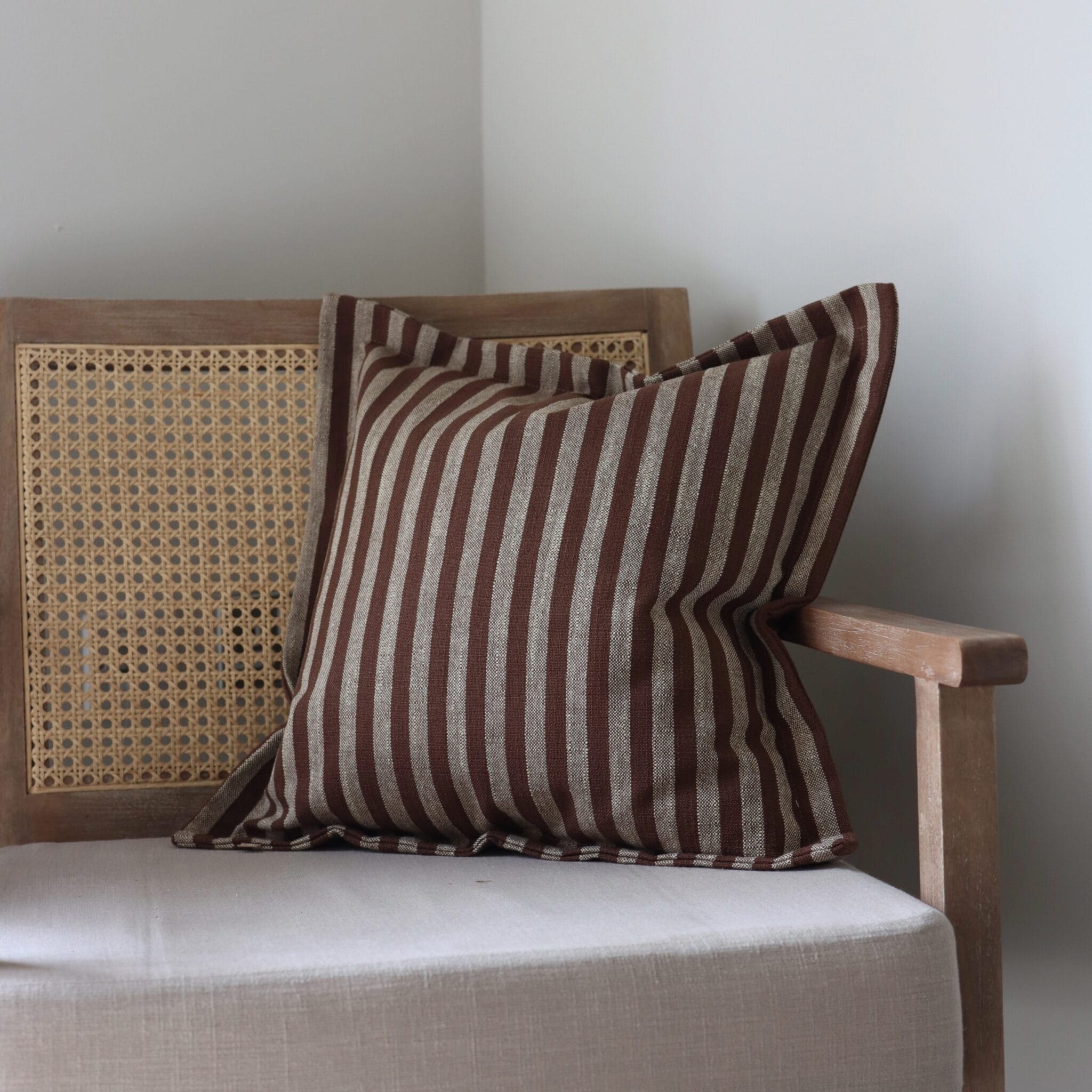 vienna brown stripe flanged edge cushion
