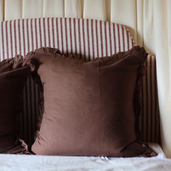 Hallie Dark Brown Ruffle Cushion 65×65