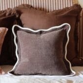 Chloe Dark Brown Scalloped Edge Cushion