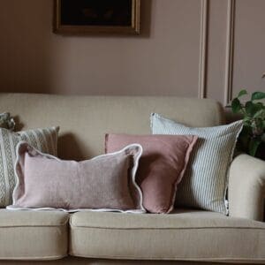 chloe dusty pink scallop edge cushion