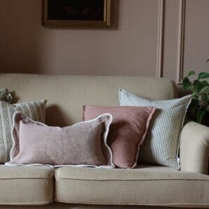 chloe dusty pink scallop edge cushion