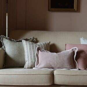 chloe dusty pink scallop edge cushion