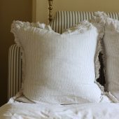 Hallie Natural Beige Stripe Ruffle Cushion 65x65