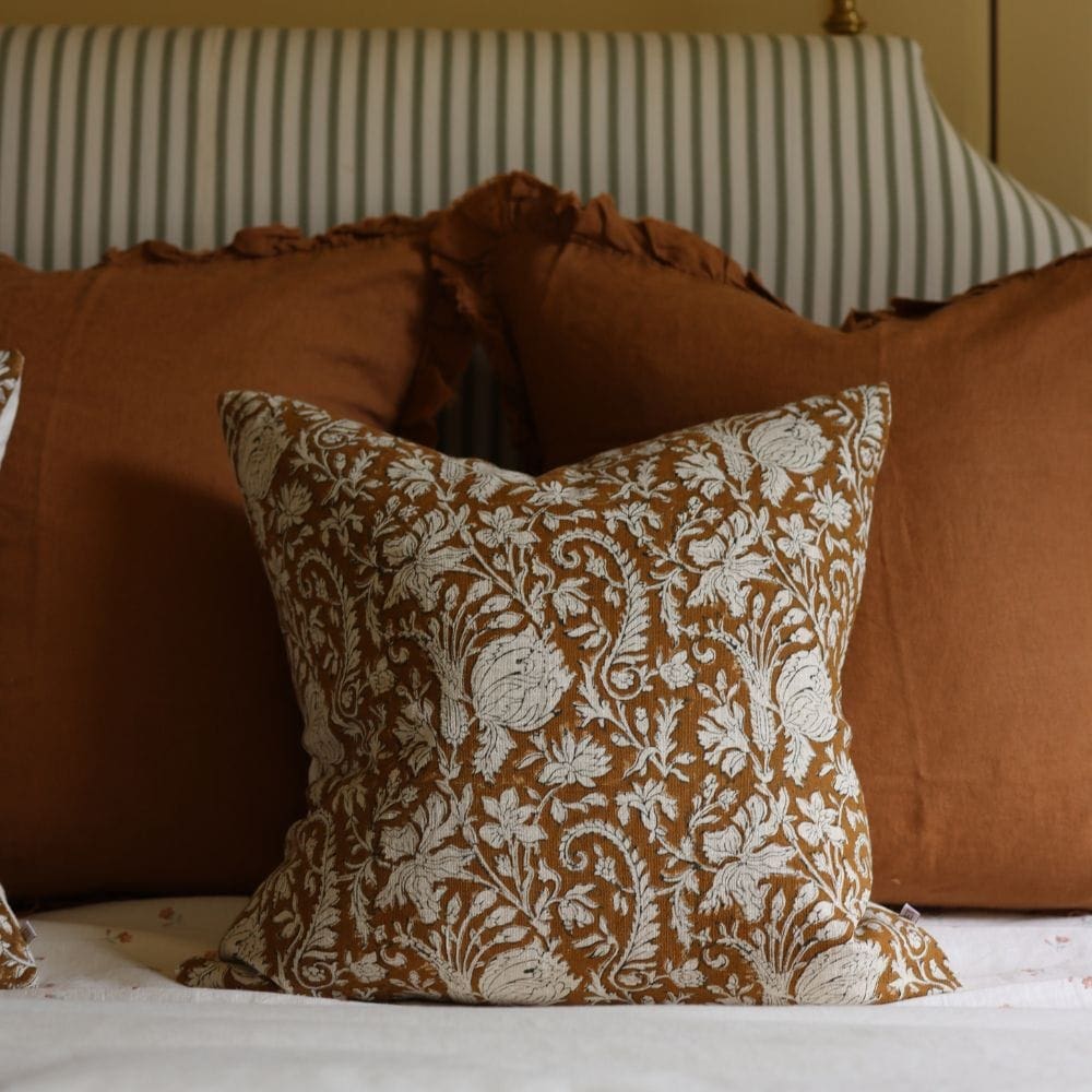 ivy rust print cushion