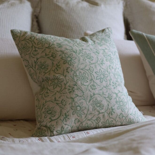Ivy Sage Green Print Cushion