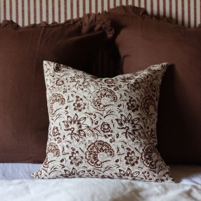 Ivy Dark Brown Print Cushion