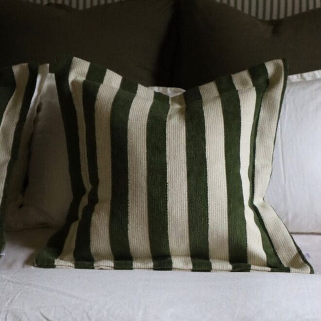 Orla Olive Green Stripe Cushion