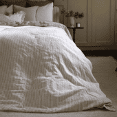 Luxury Natural Beige Stripe Linen Bedding Set