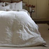Luxury Natural Beige Stripe Linen Bedding Set