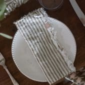 Olive Stripe Linen Napkins