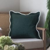 Chloe Dark Green Scalloped Edge Cushion