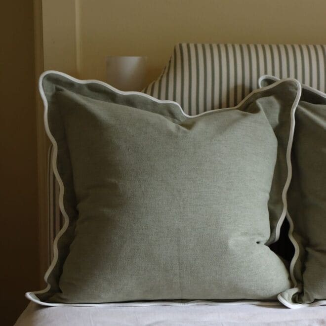 Chloe Sage Scalloped Edge Cushion 65×65