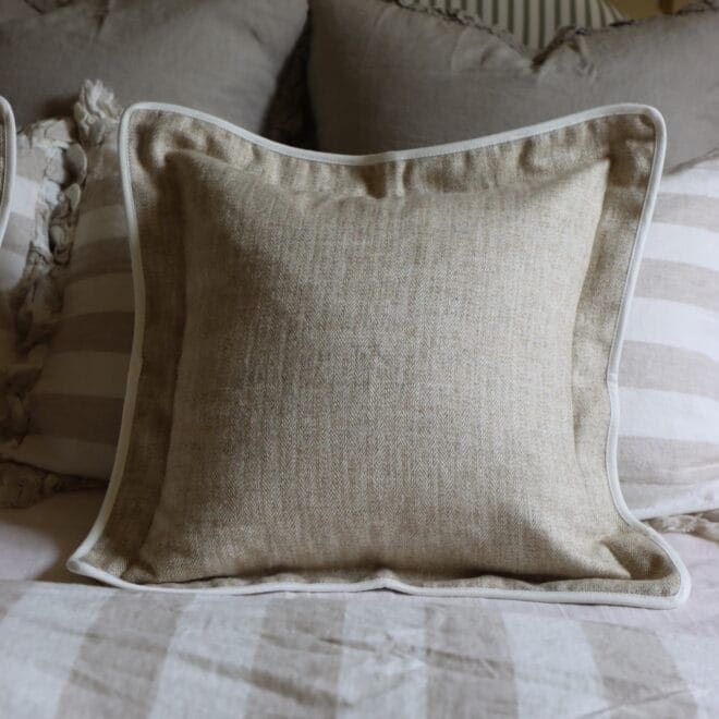 Tia Beige Herringbone Cushion