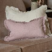 Darcy Burgundy Stripe Ruffle Cushion 50x30