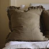 Hallie Olive Green Ruffle Cushion 65x65