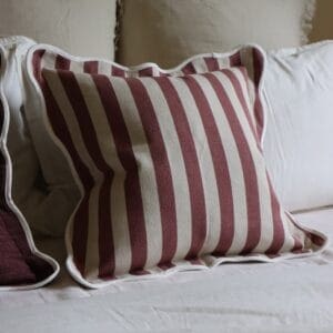 Chloe Plum Stripe Scalloped Edge Cushion