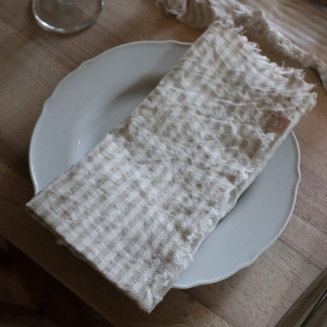 Natural Beige Stripe Linen Napkins