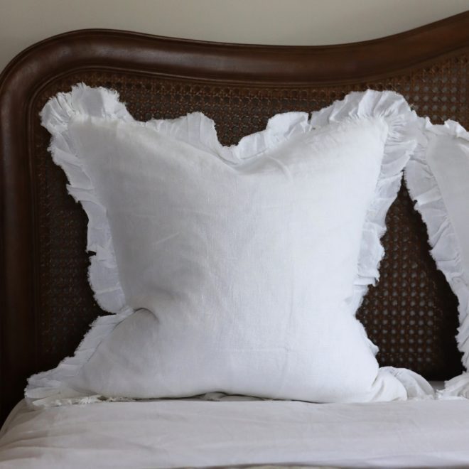 Hallie White Ruffle Cushion 65×65