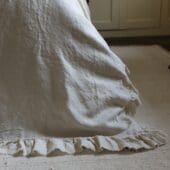 Cream Ruffle Linen Bedspread