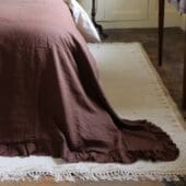 Dark Brown Ruffle Linen Bedspread