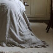 Natural Ruffle Linen Bedspread