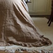 Coffee Brown Ruffle Linen Bedspread
