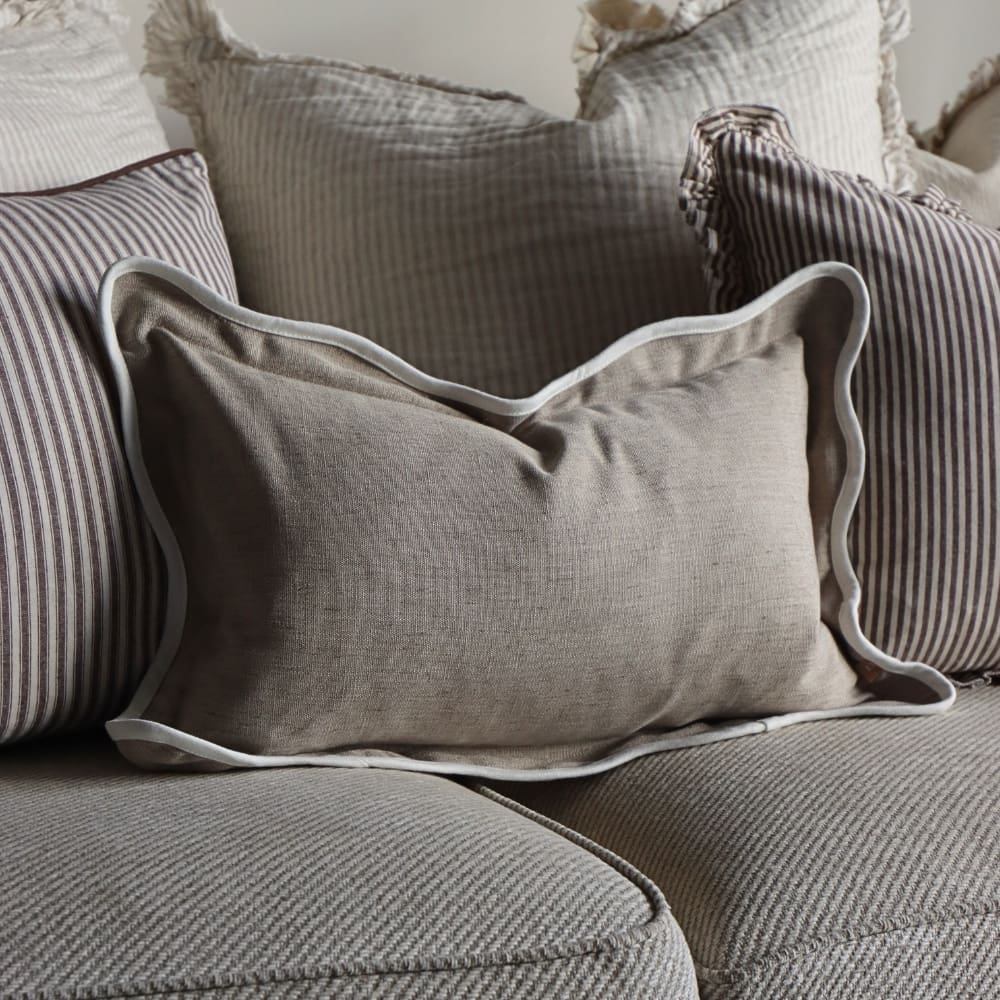 Chloe Greige Scalloped Edge Cushion 50x30