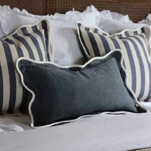 Chloe Navy Scalloped Edge Cushion 50x30