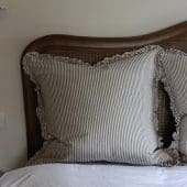 Darcy Dark Brown Stripe Ruffle Cushion 65x65