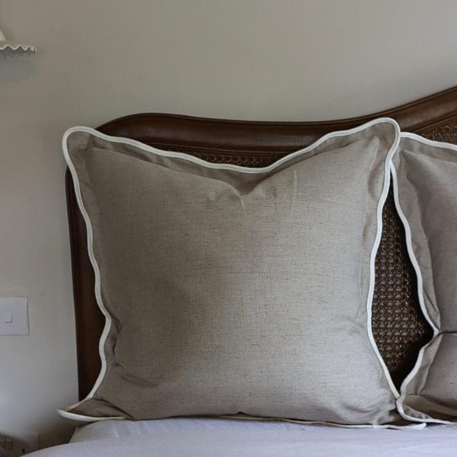 Chloe Greige Scalloped Edge Cushion 65×65