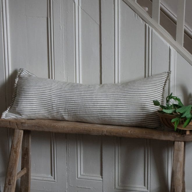 Esmee Olive Stripe Bolster Cushion