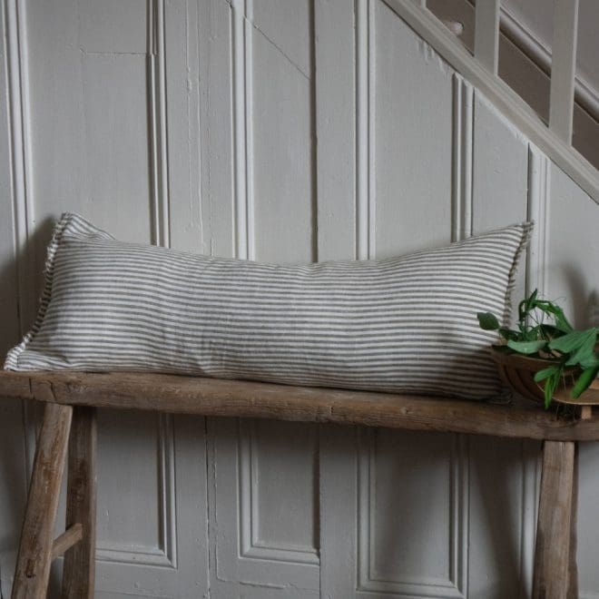 Esmee Olive Stripe Bolster Cushion