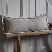 Chloe Greige Scalloped Edge Bolster Cushion