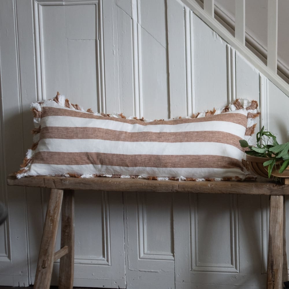 Hallie Rust Wide Stripe Bolster Cushion