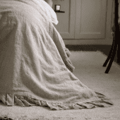 Natural Ruffle Linen Bedspread
